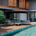 Sofá de Jardim 3 Lugares Corda e Teca Cinza 56x87,5x188cm Lita Naterial