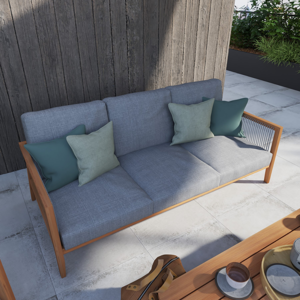 Sofá de Jardim Lita Corda e Teca Cinza 56x87,5x188cm Naterial