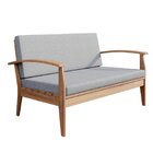 Sofá De Madeira 2 Lugares Com Almofadas De Assento E Encosto