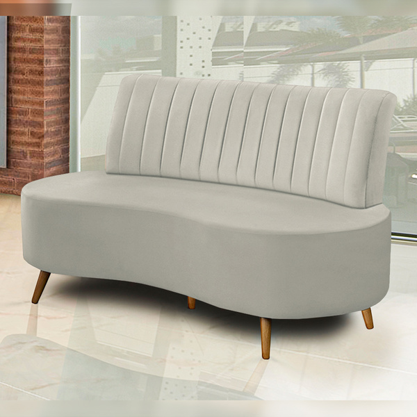 Sofá Decorativo 1 60m 2 Lugares Katara Veludo Bege Claro G33