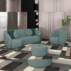 Sofá Decorativo 240cm Com Almofadas Redondas Clarke Veludo Az