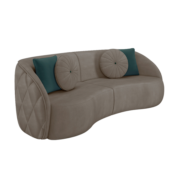 Sofá Decorativo 240cm Com Almofadas Redondas Clarke Veludo Be