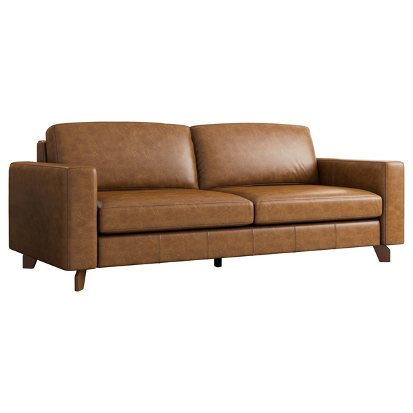 Sofá Decorativo 280cm Moscou Couro Caramelo G52 - Gran Belo