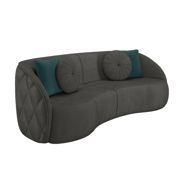 Sofá Decorativo 288cm Com Almofadas Redondas Clarke Veludo Ci