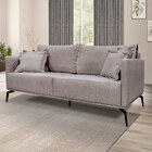 Sofá Decorativo 2 Lugares 160cm Pés Em Aço Stagno Linho Areia