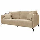 Sofá Decorativo 2 Lugares 180cm Pés Em Aço Stagno Linho Bege