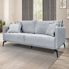 Sofá Decorativo 2 Lugares 180cm Pés Em Aço Stagno Linho Cinza