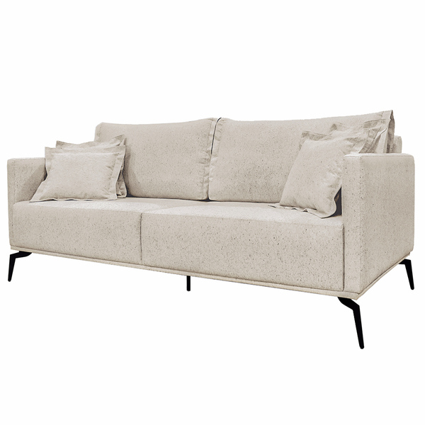 Sofá Decorativo 2 Lugares 180cm Pés Em Aço Stagno Linho Off W
