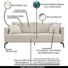 Sofá Decorativo 2 Lugares 180cm Pés Em Aço Stagno Linho Off W