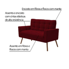 Sofá Decorativo 2 Lugares Pés De Madeira Íxeres Veludo Vermel