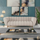 Sofá Decorativo 2 Lugares Scooby Pés Em Madeira Linho Bege G4