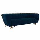 Sofá Decorativo 2 Lugares Scooby Pés Em Madeira Veludo Azul M