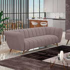 Sofá Decorativo 2 Lugares Scooby Pés Em Madeira Veludo Rosê G