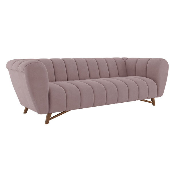 Sofá Decorativo 2 Lugares Scooby Pés Em Madeira Veludo Rosê G