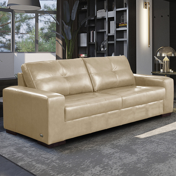 Sofá Decorativo 2 Lugares Turim 150cm Couro Bege G58 - Gran B