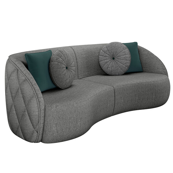 Sofá Decorativo 318cm Com Almofadas Redondas Clarke Linho Chu