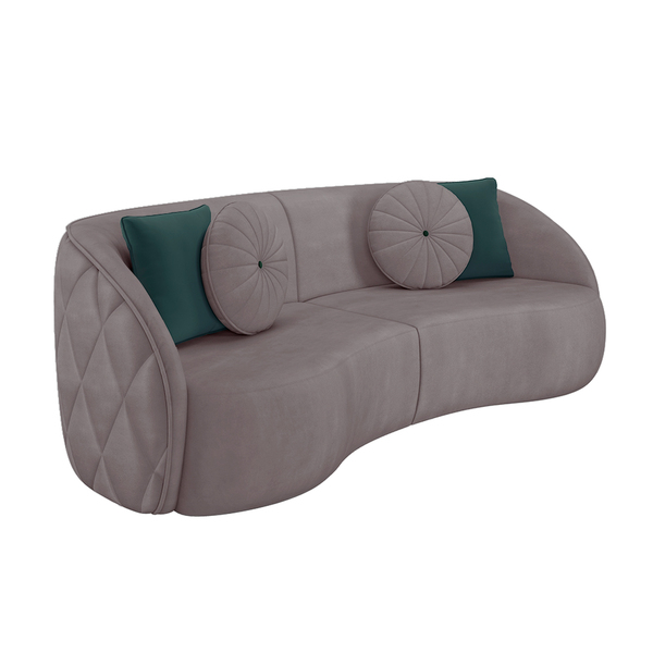 Sofá Decorativo 318cm Com Almofadas Redondas Clarke Veludo Ro