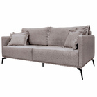 Sofá Decorativo 3 Lugares 200cm Pés Em Aço Stagno Linho Areia