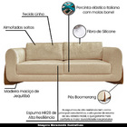 Sofá Decorativo 3 Lugares 200cm Pés Em Madeira Buzz Linho Beg