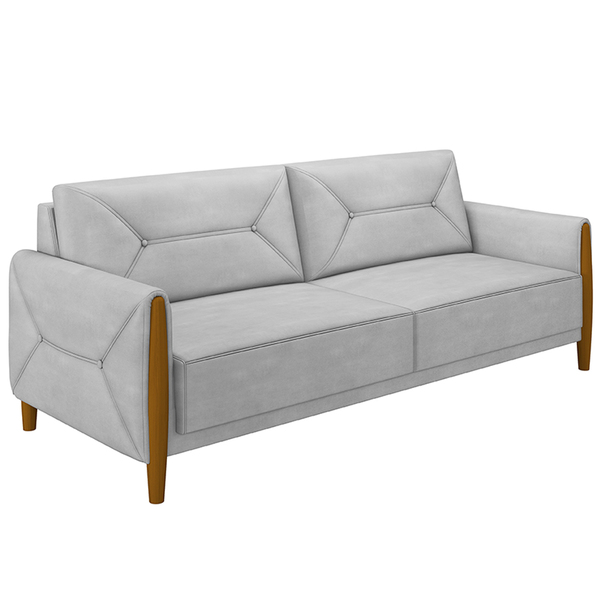 Sofá Decorativo 3 Lugares 220cm Maragogi Veludo Cinza G45 - G