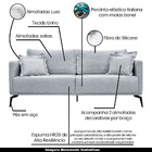 Sofá Decorativo 3 Lugares 220cm Pés Em Aço Stagno Linho Cinza