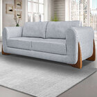 Sofá Decorativo 3 Lugares 220cm Pés Em Madeira Buzz Linho Cin