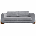 Sofá Decorativo 3 Lugares 220cm Pés Em Madeira Buzz Linho Cin