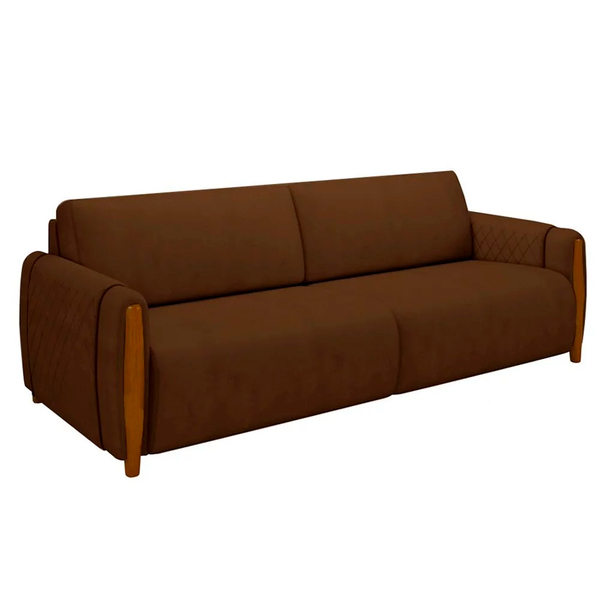 Sofá Decorativo 3 Lugares 223cm Maceió Veludo Marrom G45 Gran Belo