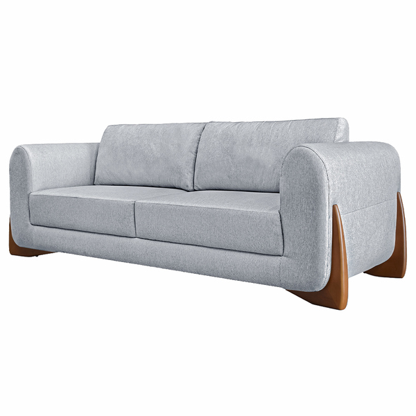 Sofá Decorativo 3 Lugares 230cm Pés Em Madeira Buzz Linho Cin