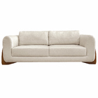 Sofá Decorativo 3 Lugares 230cm Pés Em Madeira Buzz Linho Off