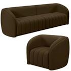 Sofá Decorativo 3 Lugares 252cm E Poltrona Meris Z32 Veludo M