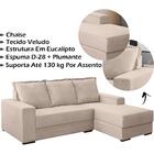 Sofa Decorativo 3 Lugares Com Chaise Alasca Veludo Vermelho S