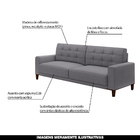 Sofá Decorativo 3 Lugares Pés De Madeira Darcy Veludo Cinza G