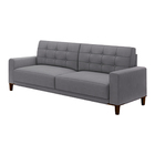 Sofá Decorativo 3 Lugares Pés De Madeira Darcy Veludo Cinza G