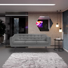 Sofá Decorativo 3 Lugares Pés Palito Cuddle Linho Cinza G17 -