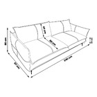 Sofá Decorativo 3 Lugares Sala De Estar 240cm Beaune Couro Ca