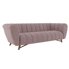 Sofá Decorativo 3 Lugares Scooby Pés Em Madeira Veludo Rosê G