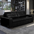 Sofá Decorativo 3 Lugares Turim 200cm Couro Preto G58 - Gran