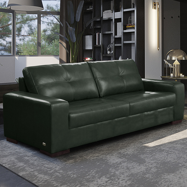 Sofá Decorativo 3 Lugares Turim 200cm Couro Verde G58 - Gran