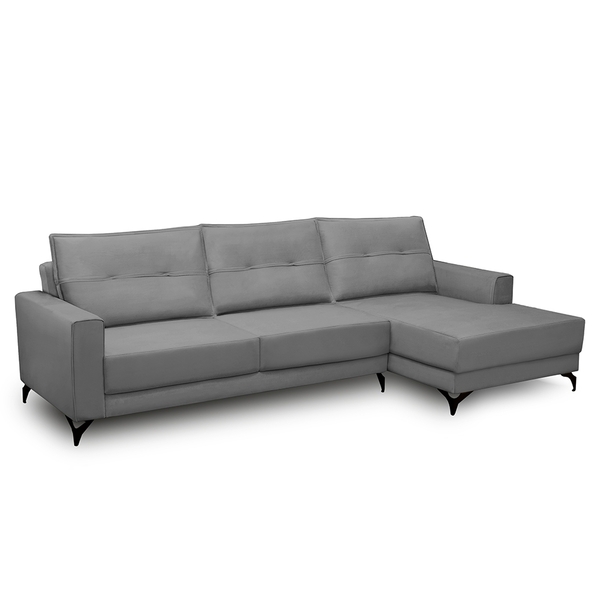 Sofá Decorativo 4 Lugares Com Chaise Rebecca 285cm Veludo Cin