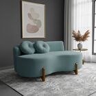 Sofá Decorativo Curvo Orgânico Living Boucle Azul Turquesa -