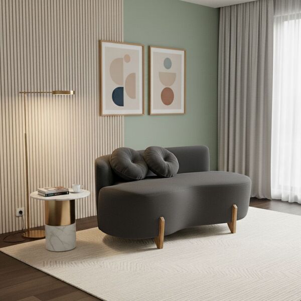 Sofá Decorativo Curvo Orgânico Living Boucle - Montanaris Dec