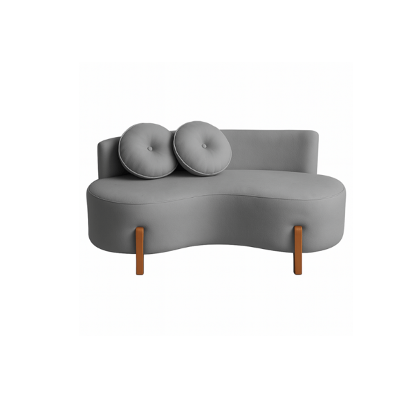 Sofá Decorativo Curvo Orgânico Living Veludo Cinza Claro - Mo