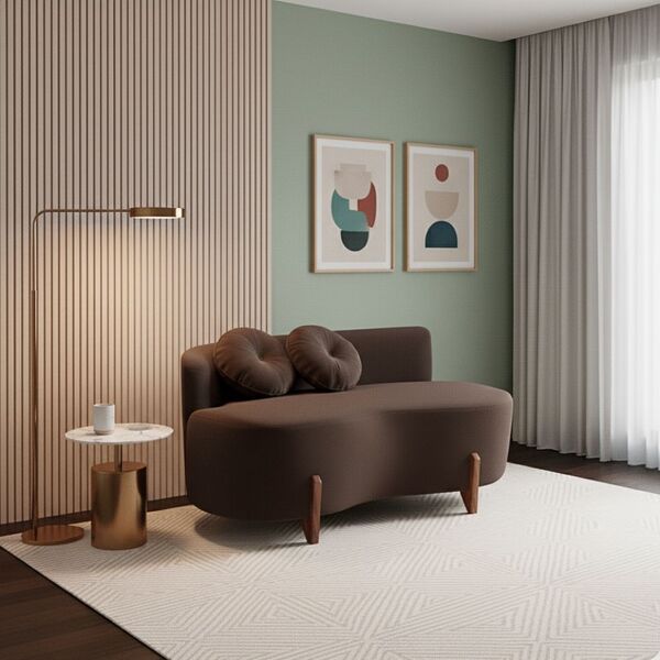 Sofá Decorativo Curvo Orgânico Living Veludo - Montanaris Dec