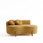 Sofá Decorativo Curvo Orgânico Living Veludo Mostarda - Monta