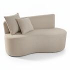 Sofá Decorativo Curvo Orgânico Nature Gaia Veludo Bege - Mont