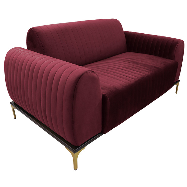 Sofá Decorativo Molino 02 Lugares 150cm Pés Bronze Veludo Mar