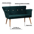 Sofá Decorativo Pés Palito Mel 2 Lugares Donald Veludo Verde