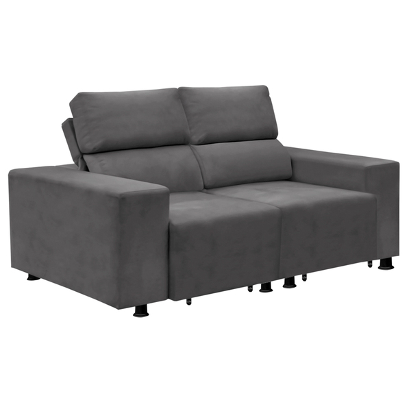 Sofá Decorativo Retrátil 2 Lugares 190cm Zeppelin Suede Cinza