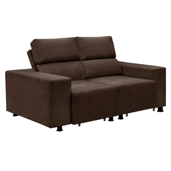 Sofá Decorativo Retrátil 2 Lugares 190cm Zeppelin Suede Marro